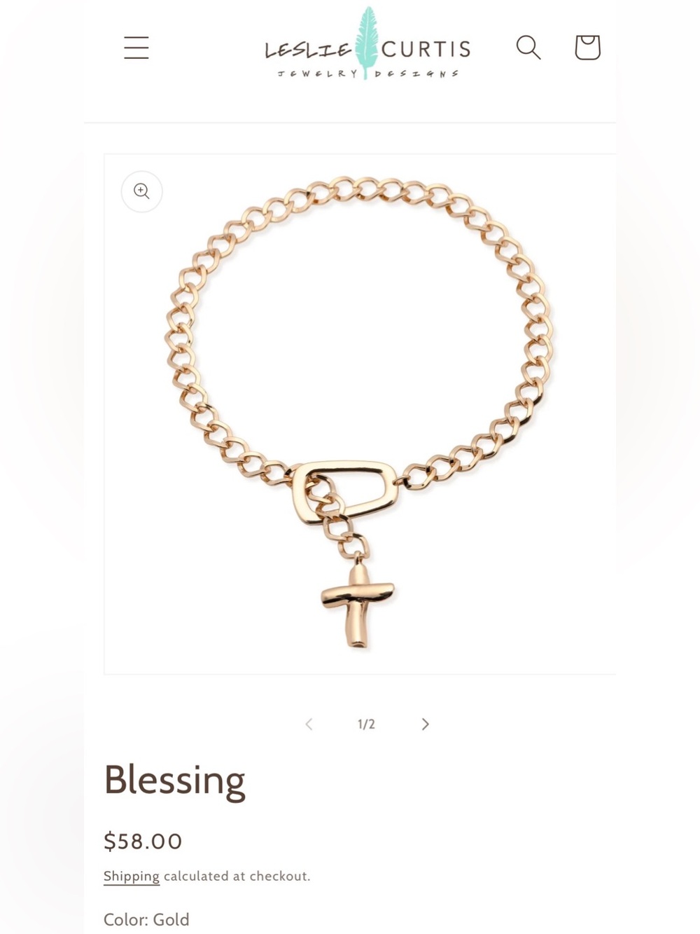 Leslie Curtis Chunky Gold Cross Necklace - Blessing